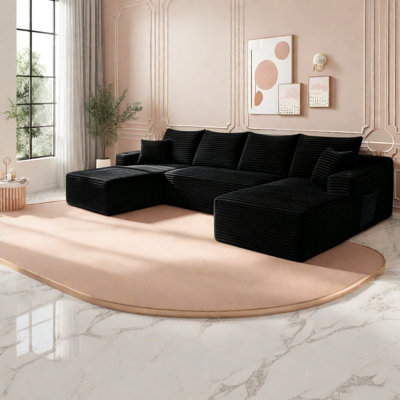 Canapé modulaire à compression avec rangement, forme de U moderne moelleux de 134 pouces pour la maison