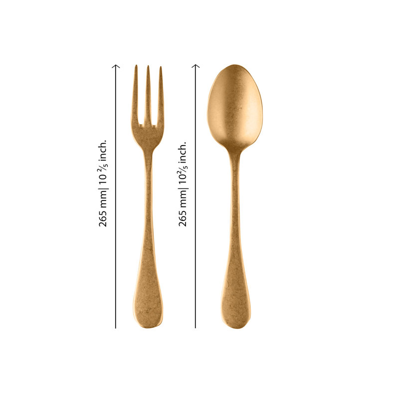 Brescia Serving Set (Fork and Spoon), Gold, 9.83" L x 3" W
