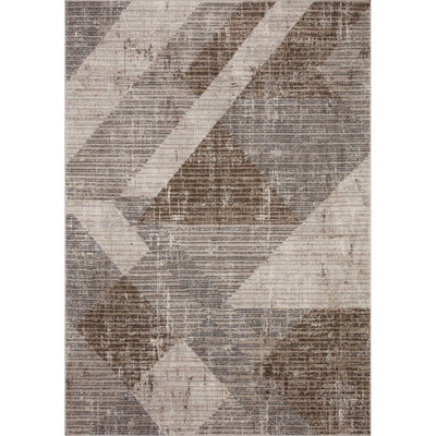 Tapis géométrique brun / gris Sidwell