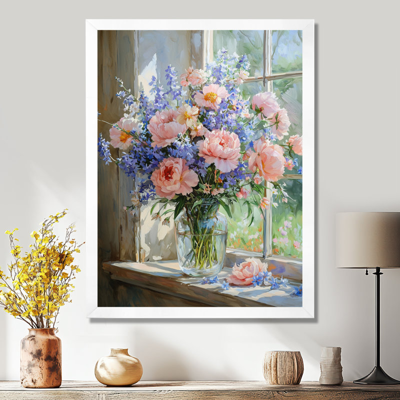 Hendry - décoration murale florale, H 44 po x l 34 po, Reproduction encadrée d'une seule photo, Blanc