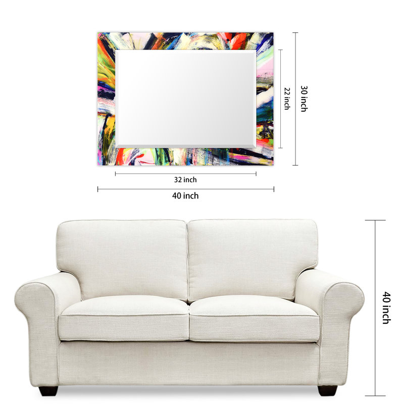 Rock Star I Rectangular Beveled Mirror on Free Floating Printed Tempered Art Glass, 40" x 30"