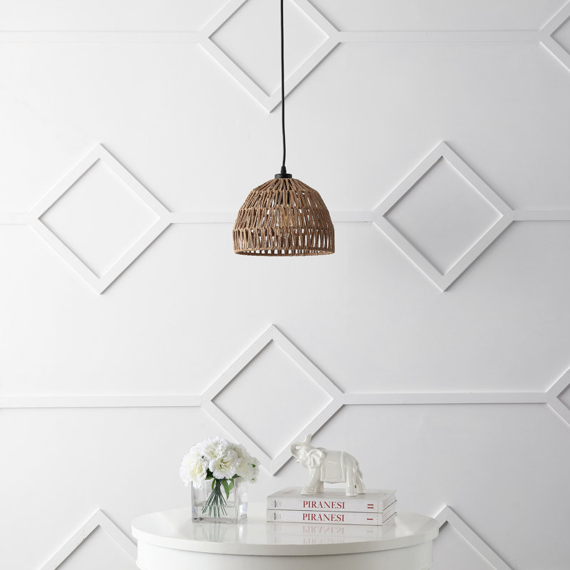 Khorawa 1 - Light Single Dome Pendant, 9.25" H x 10.25" W x 10.25" D, Black, Brown