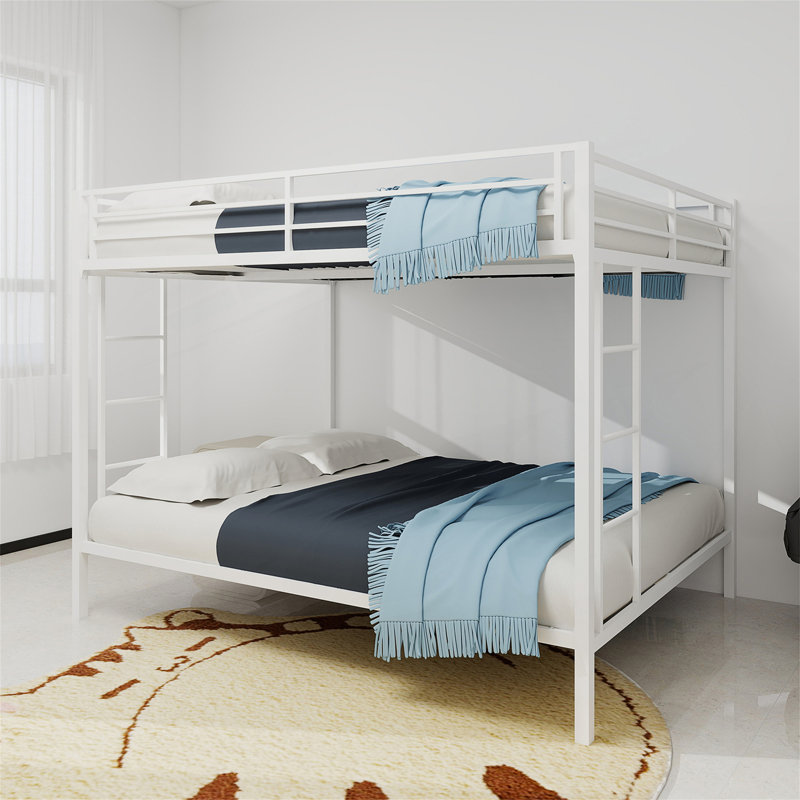 Queen Size Multi-Functional Iron Bunk Bed, White, Queen