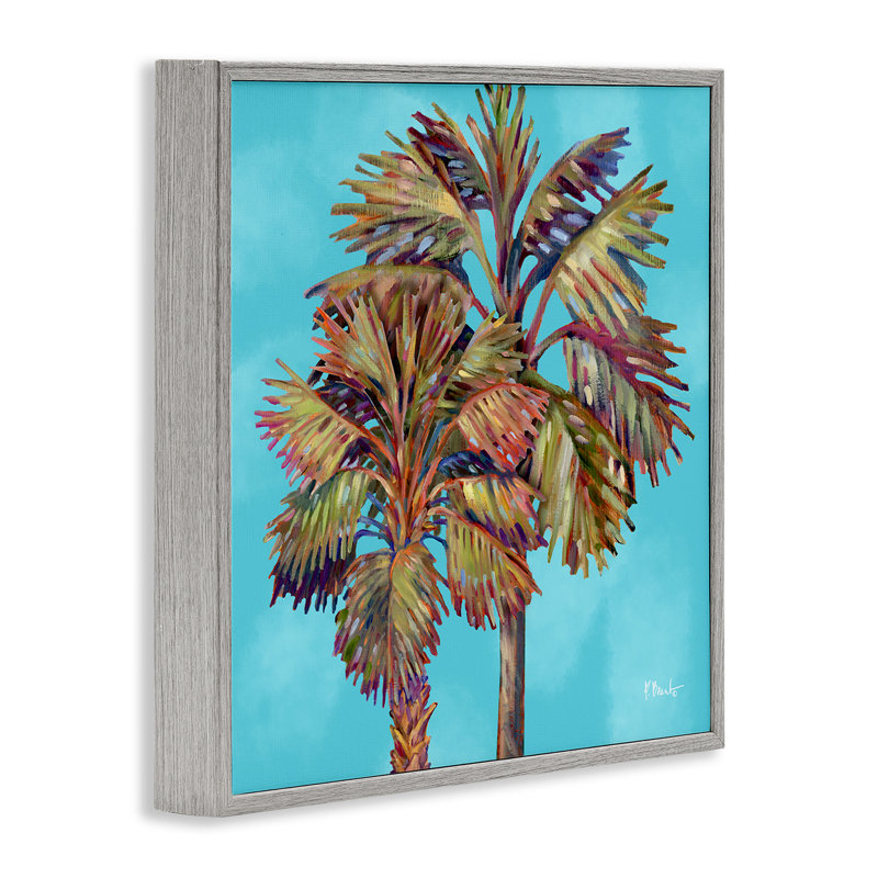 «Bondi Palms on Blue», art numérique par Paul Brent, H 24 po x l 24 po, Estampe numérique Farmhouse