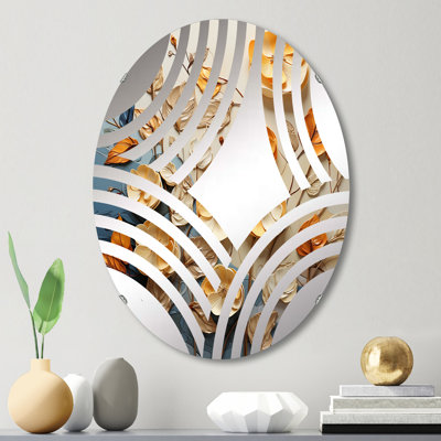 Or et feuilles d'oranges dans la brise - Miroir décoratif ventilateur Baptist-MIR114786-Ovale