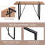 Repas chic: table en bois texturée en forme d'os de poisson avec supports en métal noir stables, paire de 4 chaises en tissu brun respirant et pieds durables et meubles durables: 55 po x 31,4 po x 30 po