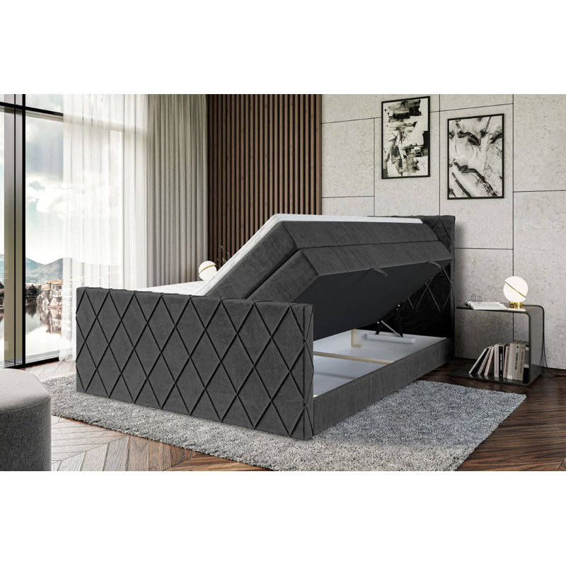 Rudmer Pocket Spring Mattress Divan Bed Set, Black, 200 x 200 cm