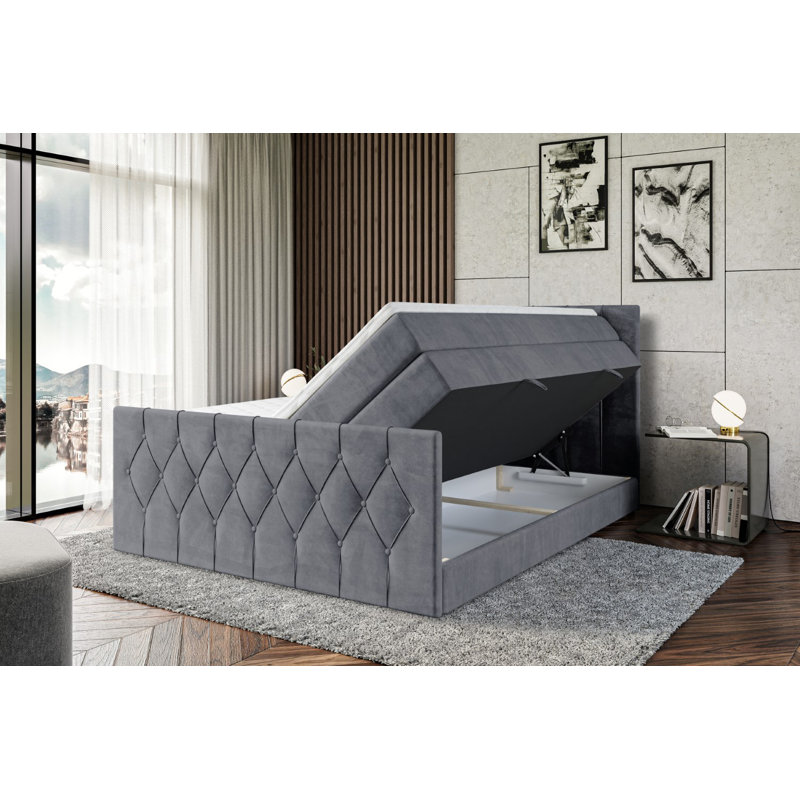 Rylund Pocket Spring Mattress Divan Bed Set, Dark gray, 140 x 200cm
