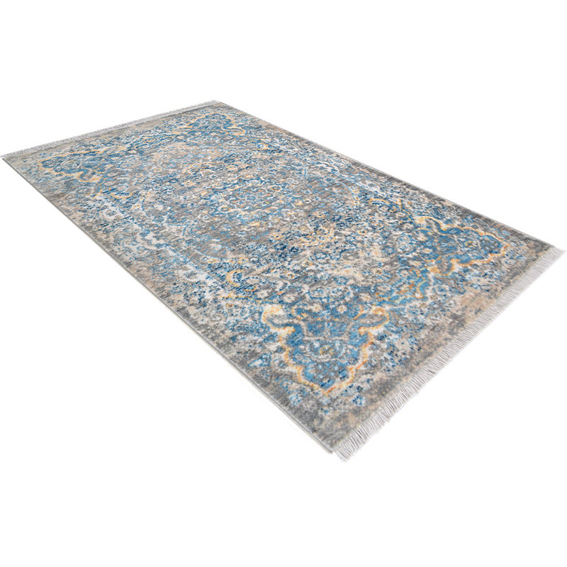 Beier MACHINE MADE POLYESTER AREA RUGS - Rectangle | Gray Blue | Oriental Design, Low Pile Machine Made Area Rugs for Living Room, Bed Room