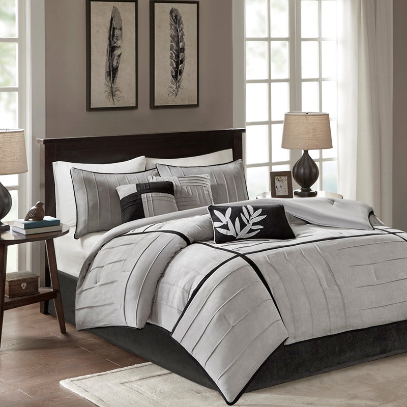 Édredon très grand en faux daim gris et qualité de lit attrayante, Gris