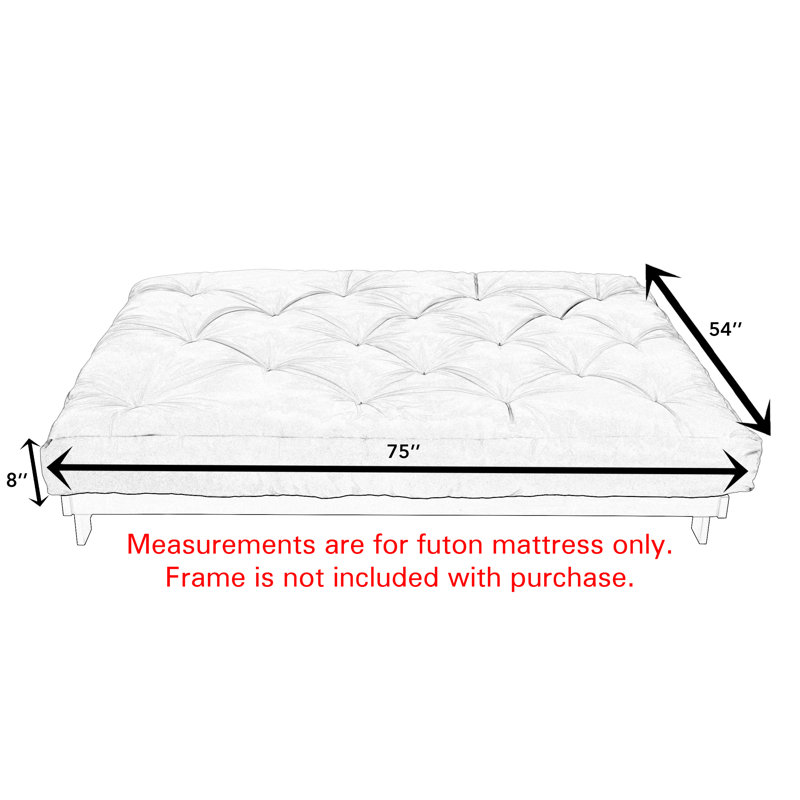Matelas de futon Dirksen, Double, 8", Bleu foncé