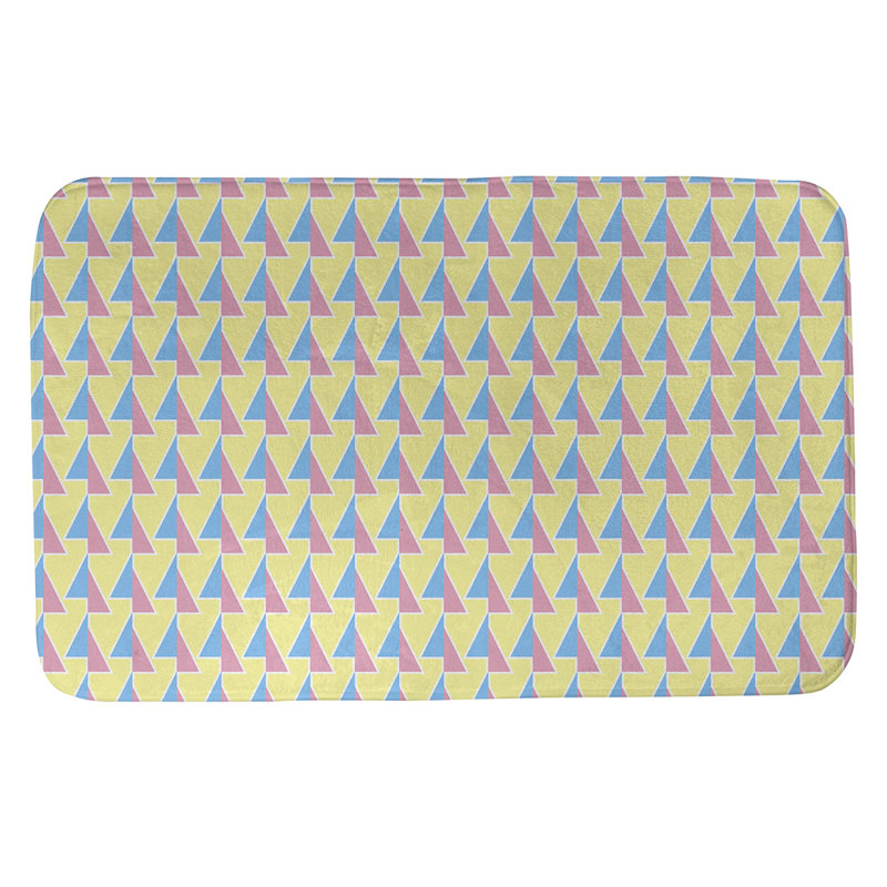 Tapis de bain géométrique antidérapant à motif de flèches décalées, l 17 po x L 24 po, Bleu/rose