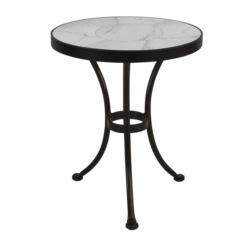 Tables Outdoor Round Side Table, Pallazo White, Carbon Black