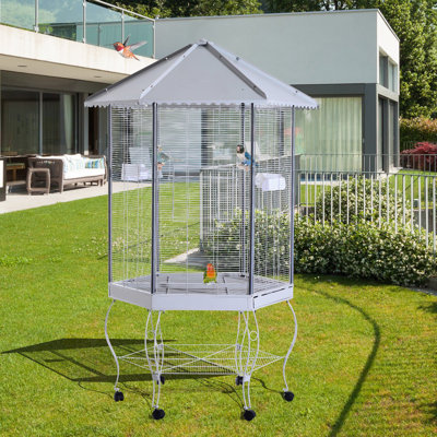 Franconia 77.25'' Iron Pointed Top Flight Cage with Wheels