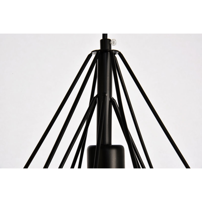 Luminaire suspendu géométrique simple à 1 lumière Harmen, Noir, H 12,3 po x l 9,1 po x P 9,1 po