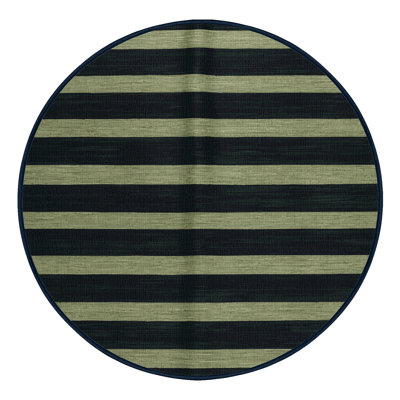 Machine Washable Horizontal Stripes Blue Area Rug
