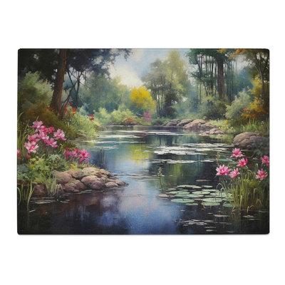 Pond Landscape  Glass Chopping Board