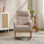 Fauteuil à bascule d'allaitement moderne à dossier haut en molleton doux, fauteuil à bascule ergonomique pour chambre d'enfant avec base incurvée en bois massif et poche latérale, soulage les maux de dos des nouvelles mamans pendant l'allaitement, la sieste post-partum et la détente quotidienne, beige.