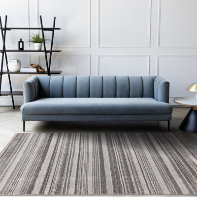Tapis gris et blanc Daiji Shimmering Stripes