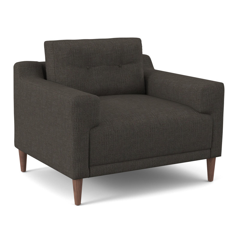 Chaise avec accoudoirs en polyester touffetée de l 39 po Yvenson, Chenille moka céleste
