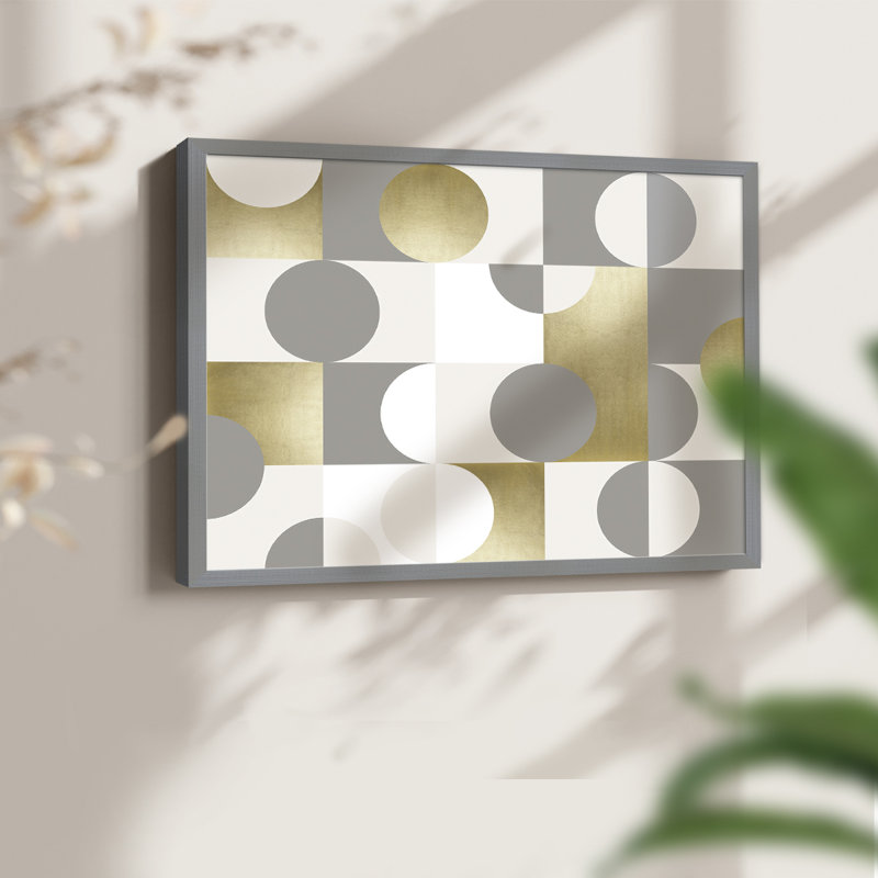 Modern Gold Reflections -Framed Print - Restickable, 8" H x 10" W, Gray