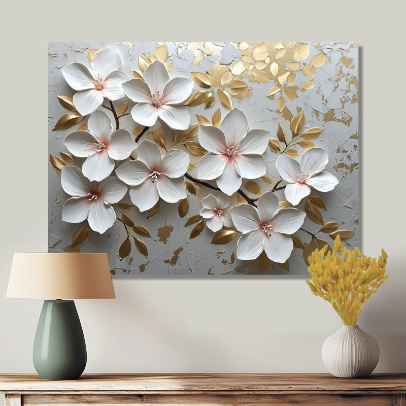 Crème et doré Rhododendron S Radiant Glow II - Rhododendron métal Art, H 34 po x l 44 po
