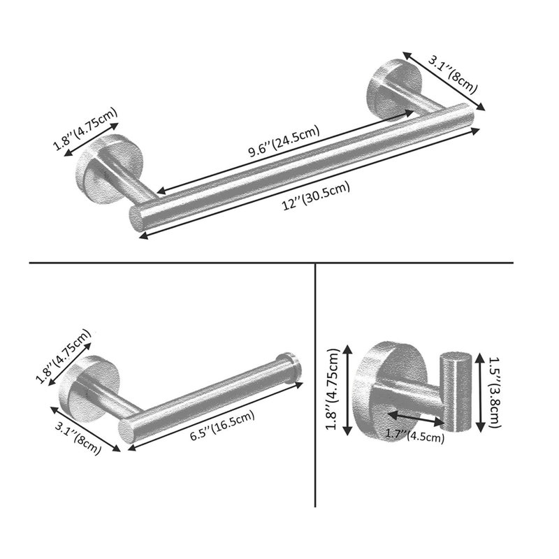 Bardsley 3 Wall Mounted Required Towel Stand