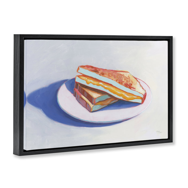 Toile flottante grillée au fromage avec encadrement doré par Wellington Studio, Cadre flottant noir de jais