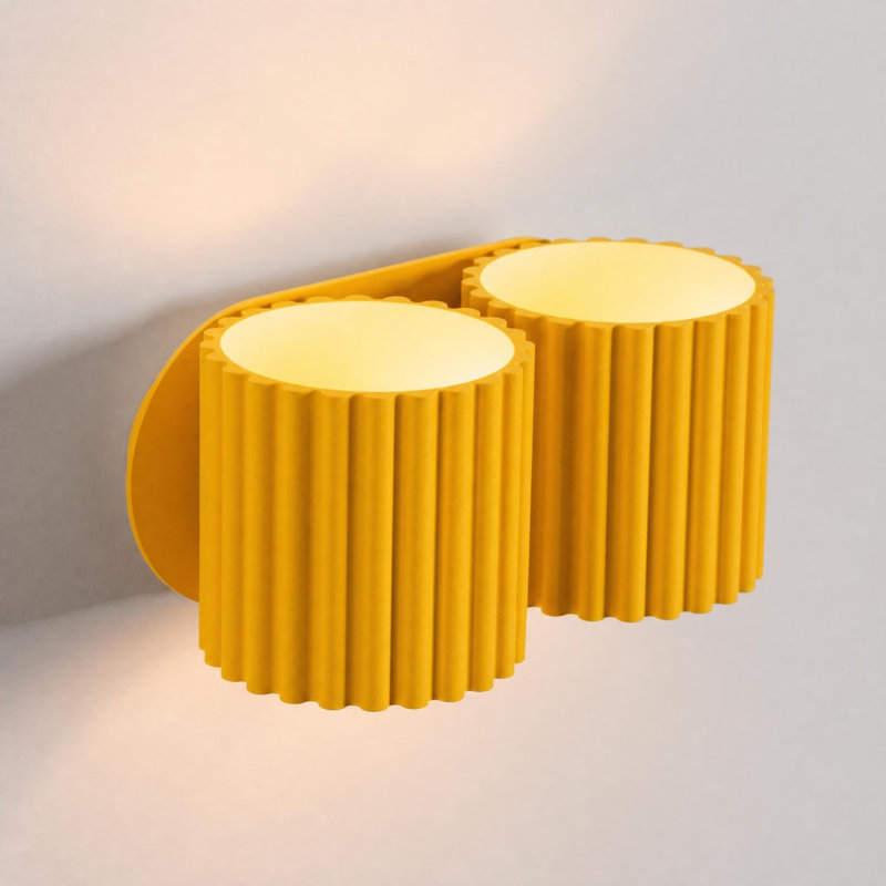 Aura Aluminium Flush Mounted Sconce, 21x12x10 cm, Yellow, 2 Lights