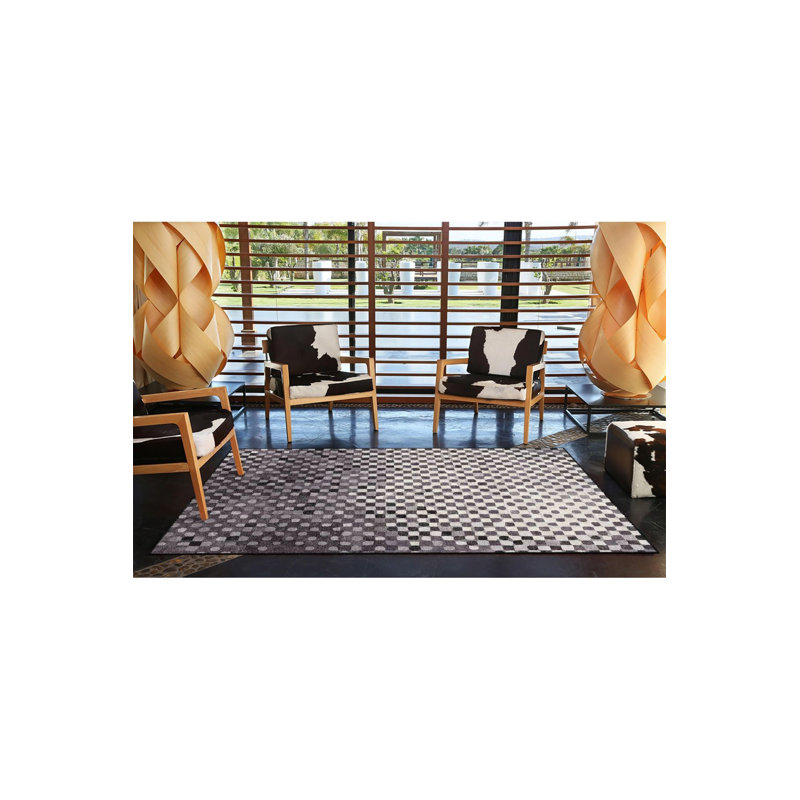 Tapis décoratif moderne à motif abstrait noir, Sous-tapis rectangulaire 2 pi 6 po x 4 pi 11 po