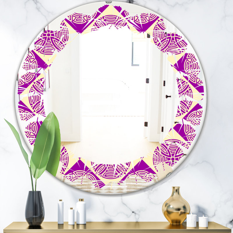 Miroir mural traditionnel sans cadre "leaves abstract pattern design i", H 23,6 po x l 23,6 po