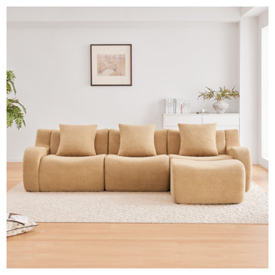 Canapé modulaire 3 pièces en tissu chameau Teddy