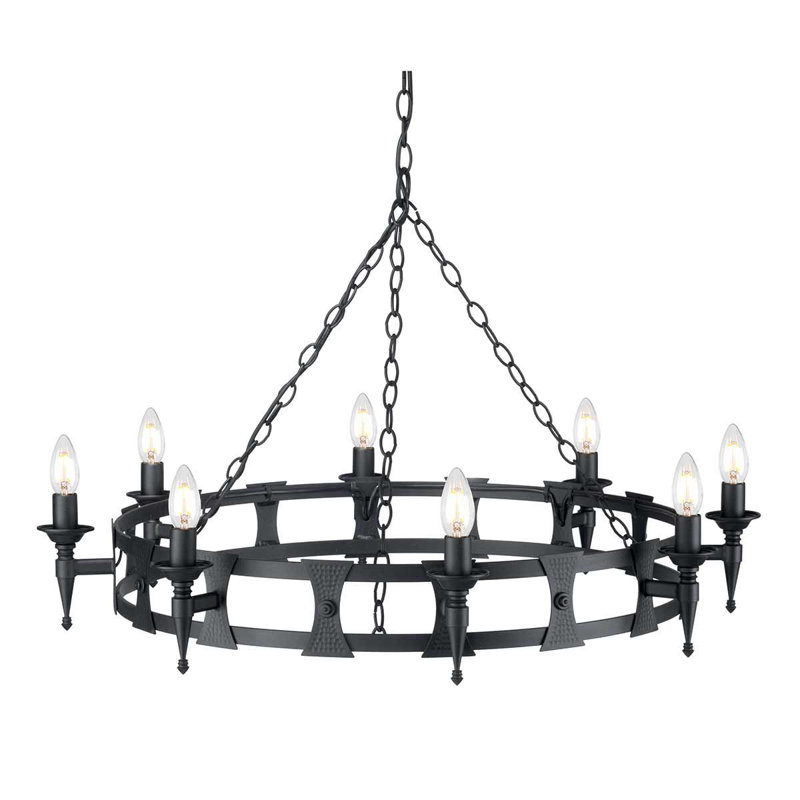 Voight 8 - Light Waggon Wheel Chandelier, Black
