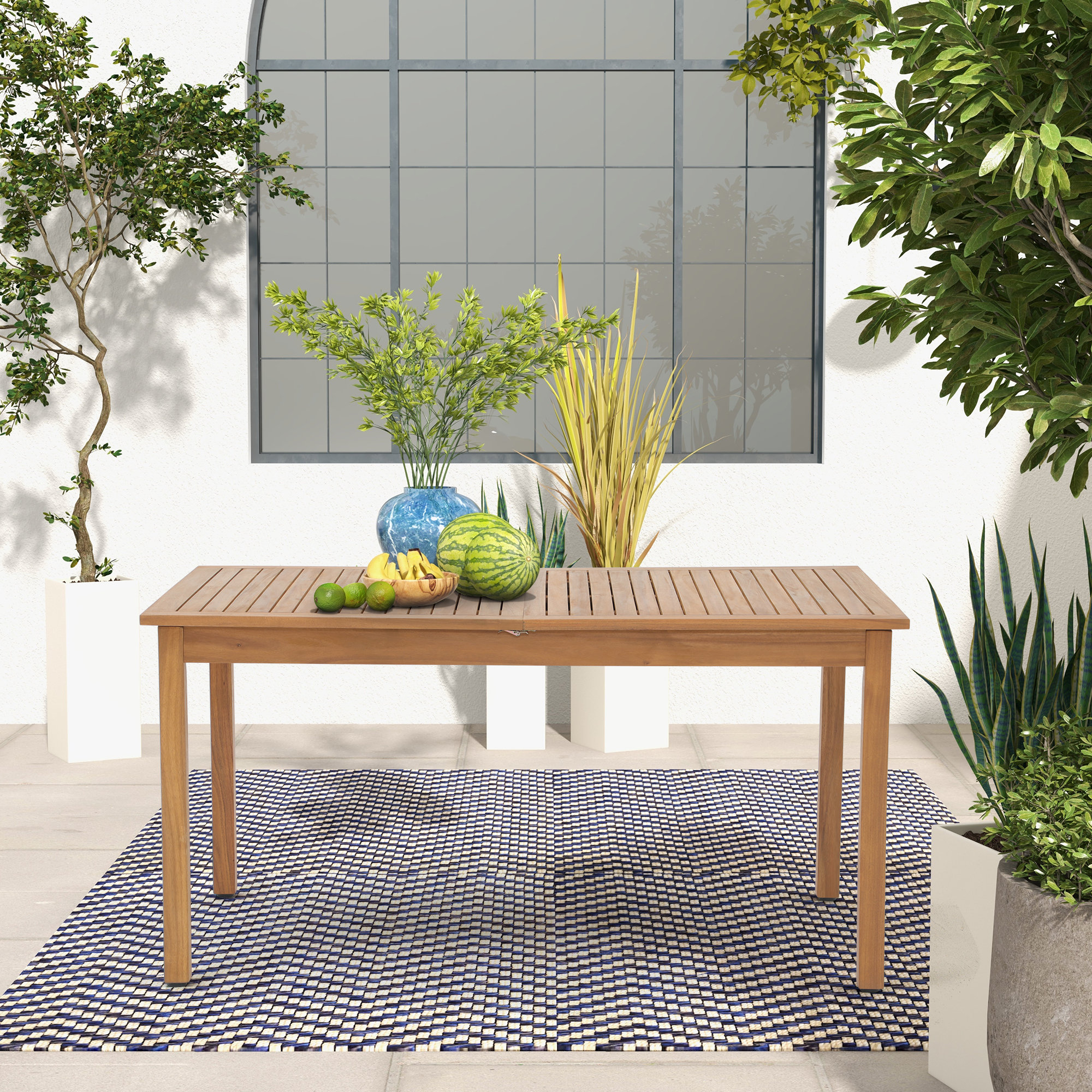 Adriti Rectangular Extendable 59.1'' L x 35.4'' W Outdoor Dining Table