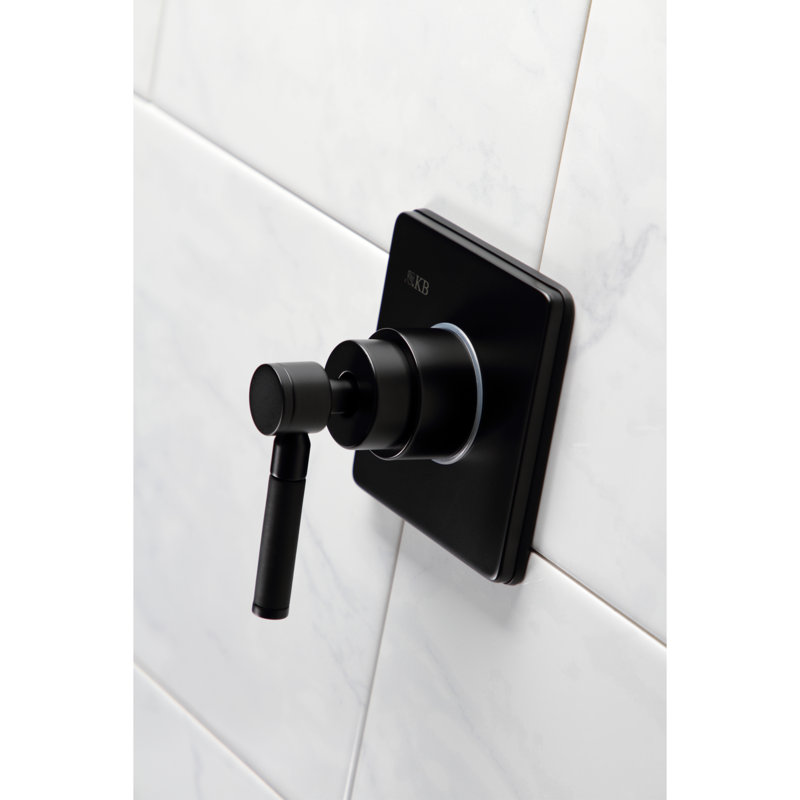 Soupape de déviation à 3 voies avec poignée simple et plaque carrée Concord, Noir mat