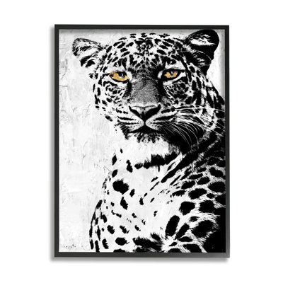 «Strong Leopard Portrait», safari moderne, animal noir surdimensionné, giclée sur toile encadrée par Sophie, art texturé 6