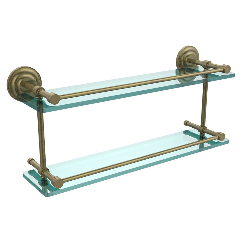 Leamore 2 Piece Tiered Shelf, Antique Brass, 8" H x 22" W x 5" D