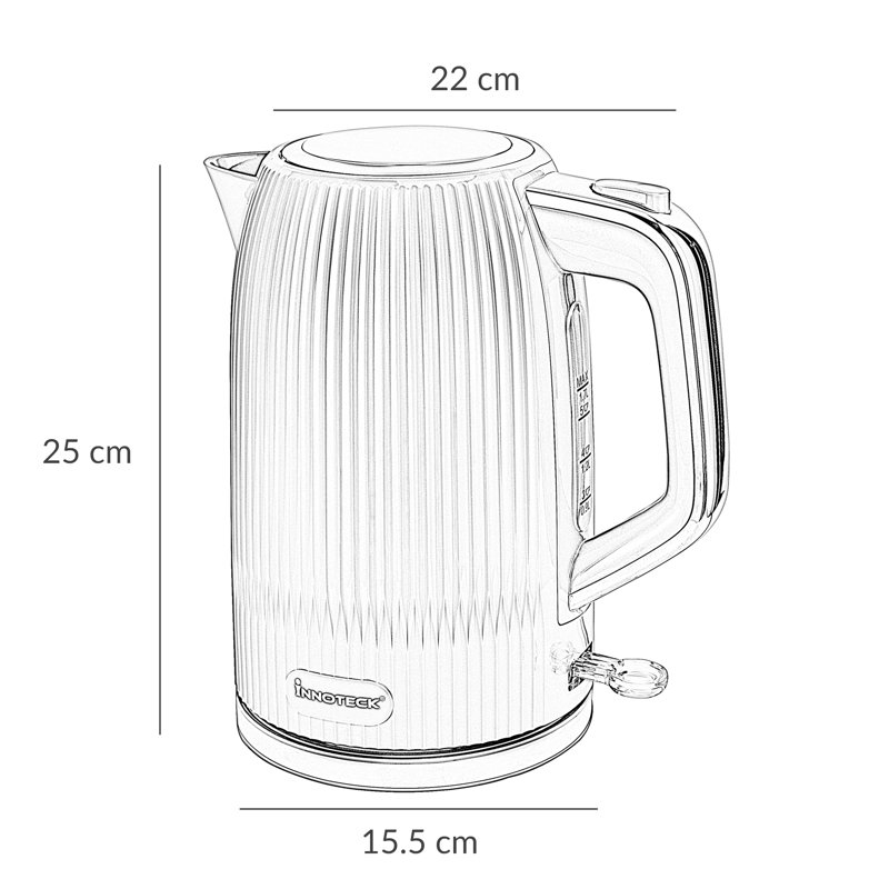 Innoteck Kitchen Pro 1.7L Electric Kettle with 3000W Fast Boil Function, Black