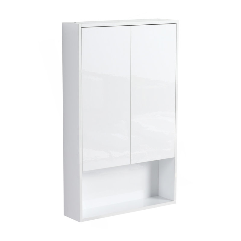 Bathroom Wall Cabinet, Soft Close Doors, Float Mounting Design,Glossy White,(KD-Packing), 37.38" H x 23.31" W x 5.88" D
