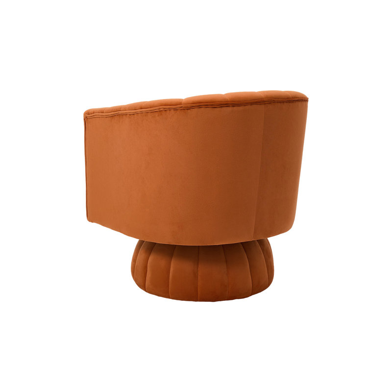 Upholstered Swivel Barrel Chair, Orange Velvet