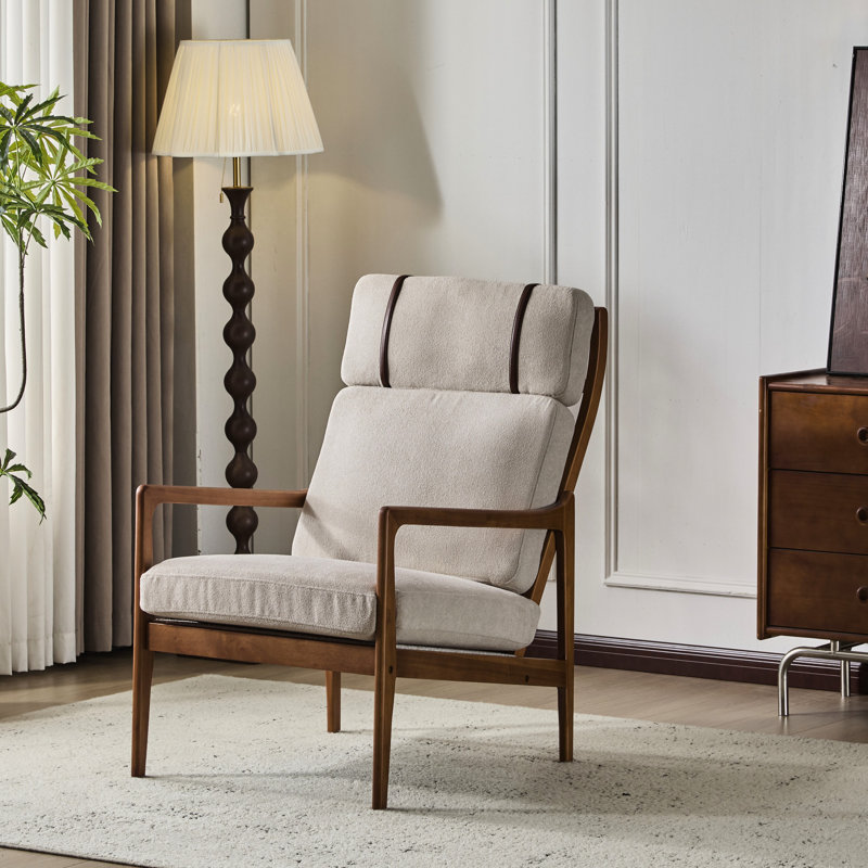Fauteuil Mid-Century rembourré gris, Gris clair