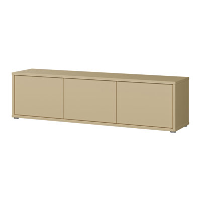 Chadwic Modern minimalistic TV cabinet with 3 doors, push-to -open mechanism, engineered wood, warm taupe, 154.2 cm W x 41.5 cm H x 34.9 m D