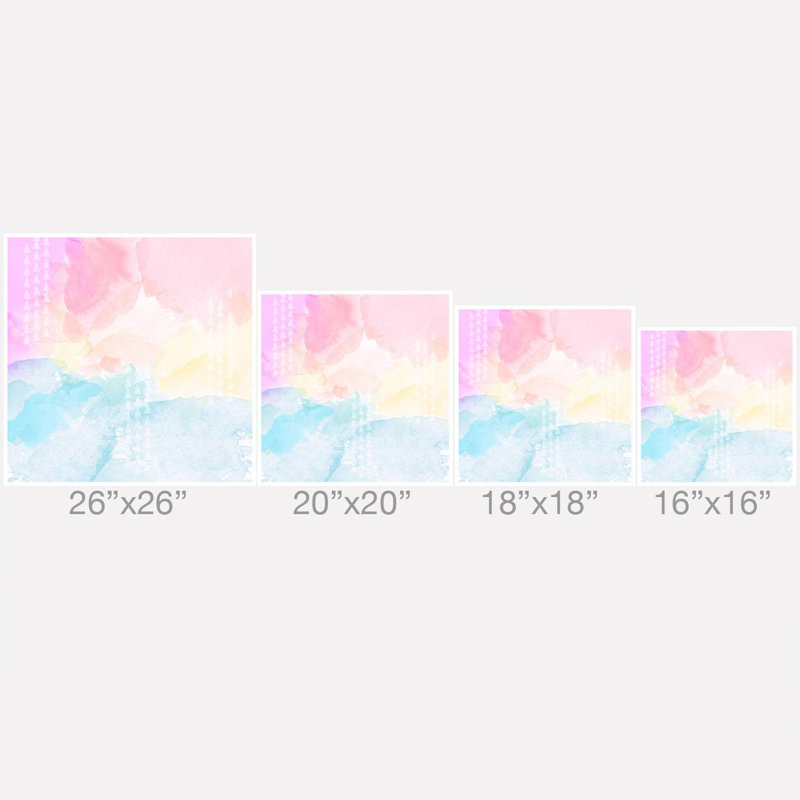 Gabi Pastel Rainbow Watercolor Indoor/Outdoor Throw Pillow, 16" x 16"