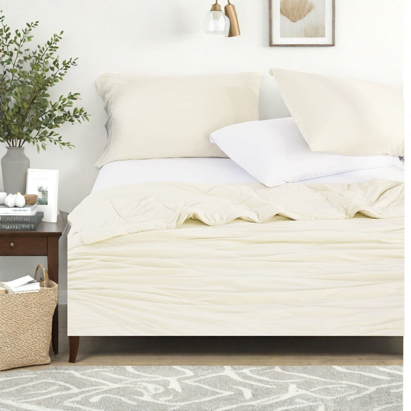 Cooling Bedding Sets, 108x90 Nylon Comforter, Modern Ivory, Home Use