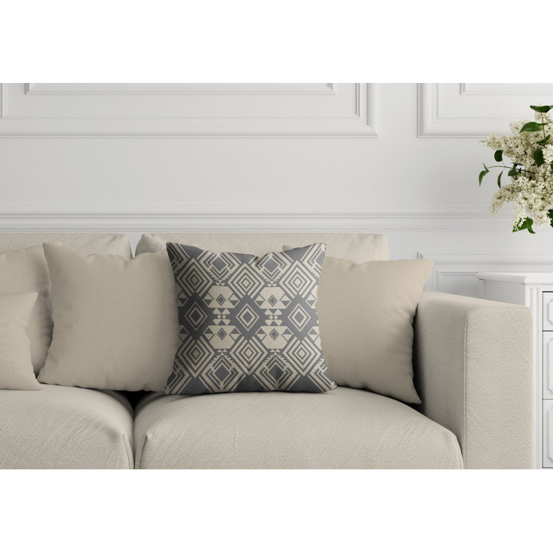 Geometric Outdoor Reversible Throw Pillow, 15W" x 15H", Grey