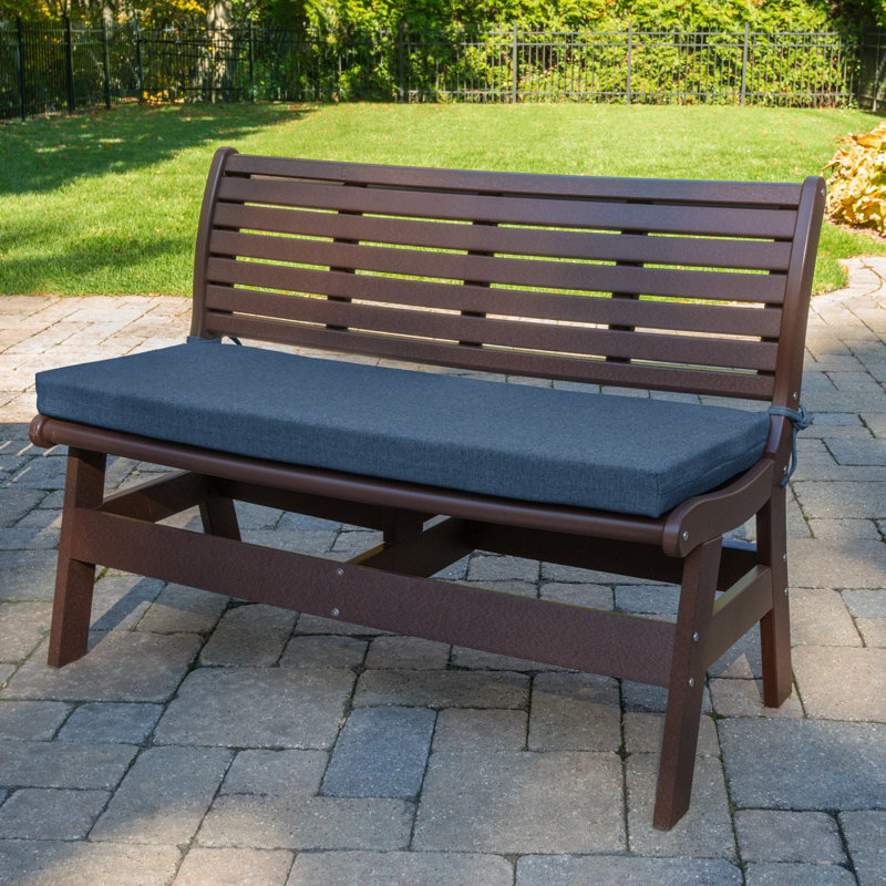 Outdoor Patio Bench Cushion, Performance Fabric, 44 X 18 X 3 Inches, Indigo Polyester
