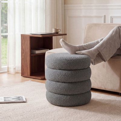 16"W Boucle Upholstered Ottoman with Storage