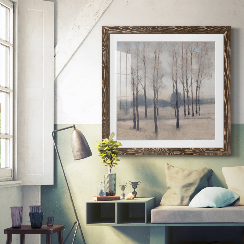 " Soft Light I ", Walnut Framed Paper, 22.5" H x 22.5" W x 1.5" D, White