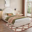Lit simple tapissier blanc Boucle, tête de lit ronde incurvée pour l'élégance de la chambre à coucher, cadre de lit sans sommier requis avec tête, confort et style épais de 3,8 pouces, assemblage rapide-684054544