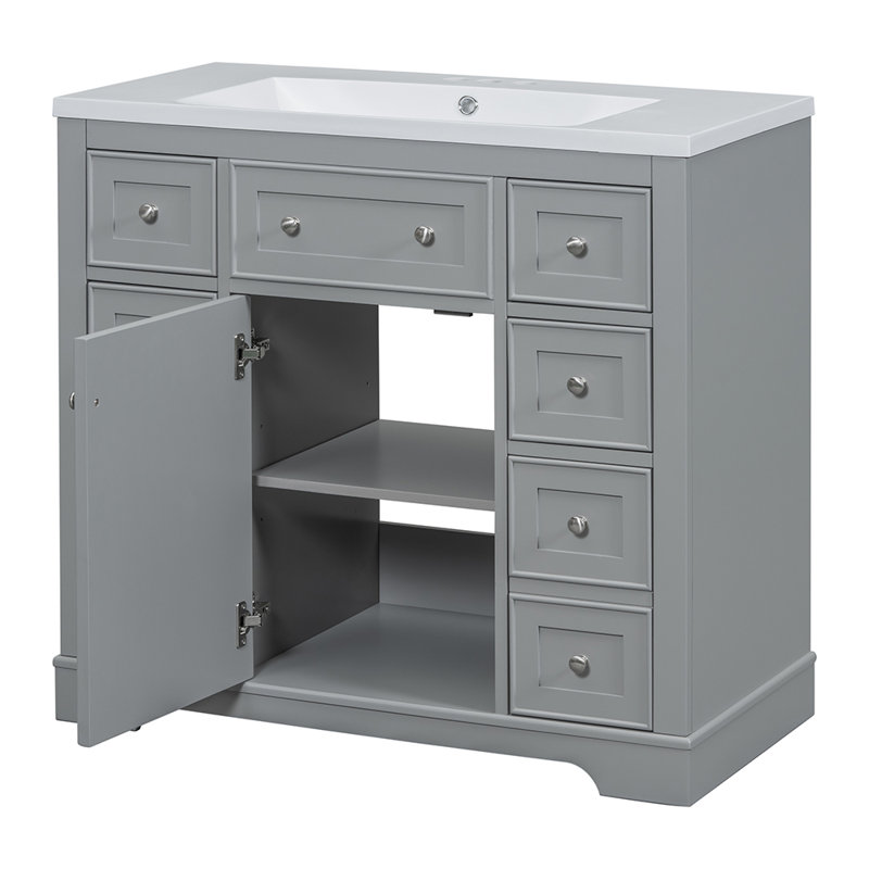 Meuble-lavabo simple avec plateau Mylek 36,01, Gris